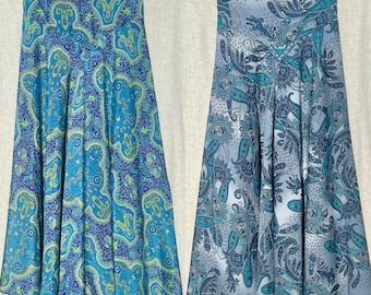 Wide Leg Palazzo Trousers Culottes in a Paisley Print. Boho Hippy. Floaty, Flowing and Fabulous. Free size 8 - 12 UK size