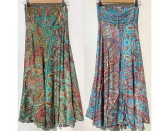 Wide Leg Palazzo Trousers with a flattering, fitted waistband. Boho Hippy. Floaty, Flowing and Fabulous. Free size 8 - 12 UK size