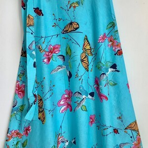 Wrap Skirt: Midi Length. Handmade in Cool Cotton Hummingbird & image 2