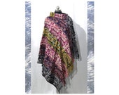Handmade Beautiful Long Collar Poncho in Soft Wool Mix Woven Fabric. Cosy Warm. One Size UK 10 - 20. Stylish. Boho. Ethnic. Hippy.