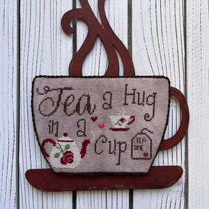 Tea Time ~Cross Stitch Pattern by New York Dreamer Needleworks  ~ New Cross Stitch chart, Mug, metal frame, perfect gift