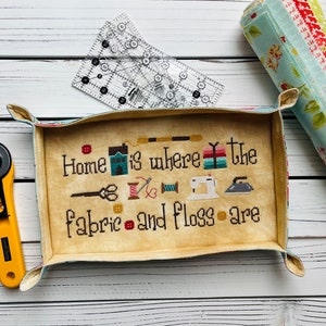 New! "Home is where the fabric and floss are”-New York Dreamer Needleworks- cross stitch pattern -scissors, floss, accessories, accessories.