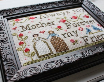 New! New York Dreamer -My Mother My Friend -Cross Stitch chart perfect for mother's Day gift -pattern, flowers, sewing, spring, may, love,