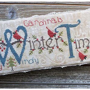 Winter Time ~ cross stitch pattern by New York Dreamer~ winter, series, Christmas, cardinals, birds, season. New Cross stitch chart