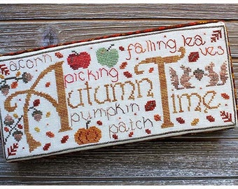 Autumn Time. cross stitch pattern by New York Dreamer~ chart~ apple picking, fall, leaves, seasons, series, thanksgiving, pumpkins, autumn.