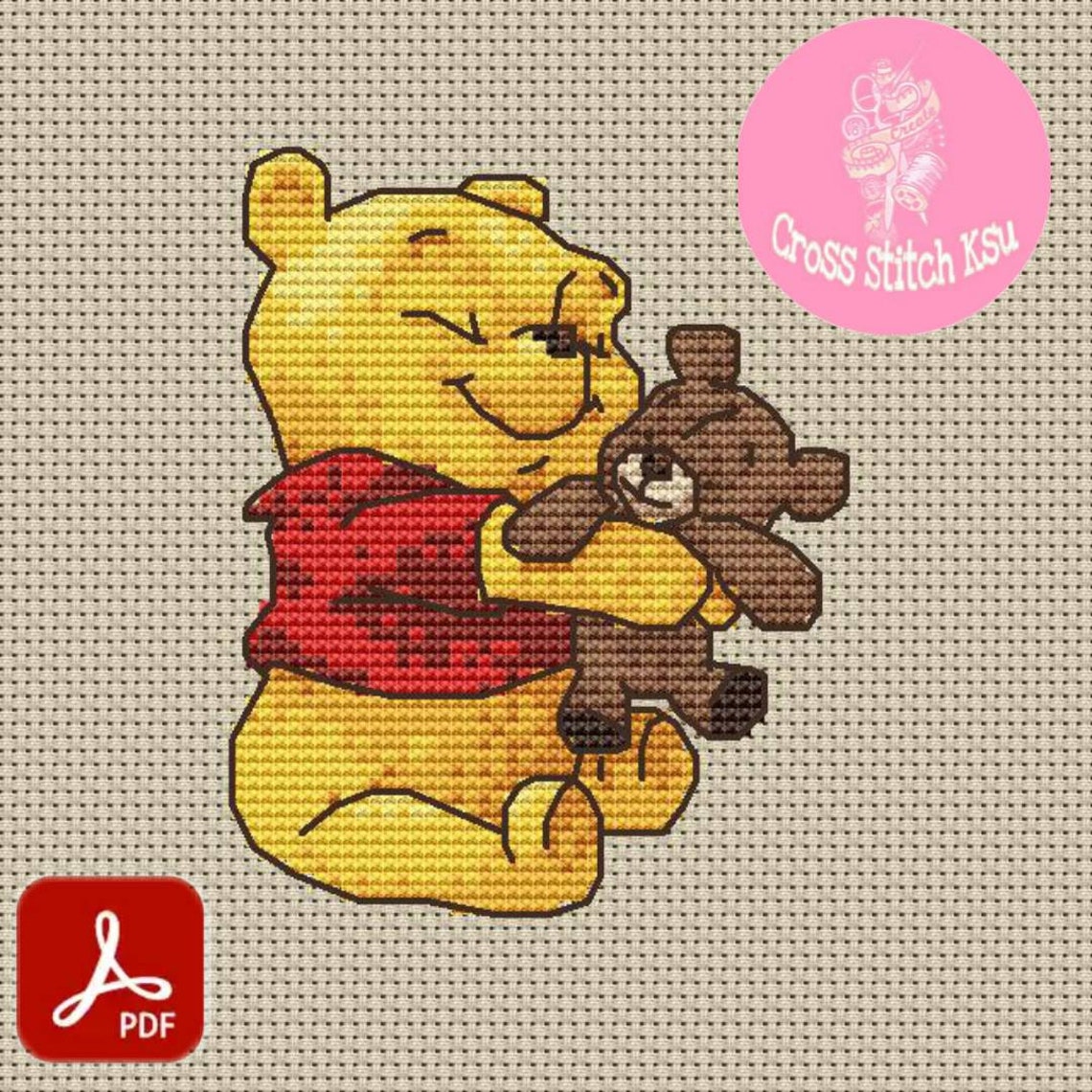 Cross stitch pattern Cute Baby Pooh Winnie the Pooh cartoon Etsy