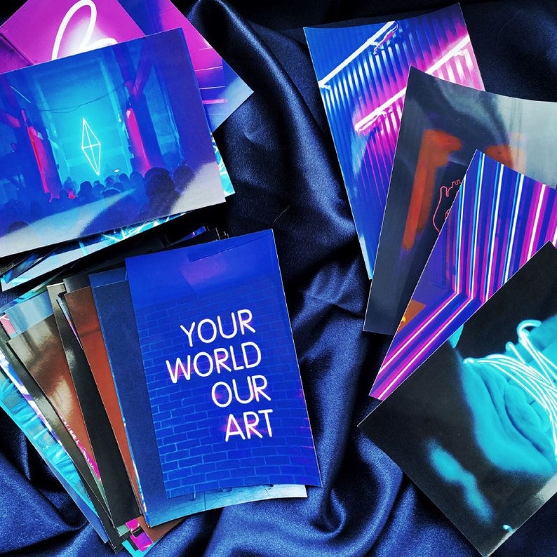 Neon wall collage kit purple Dorm collage kit Trendy wall | Etsy