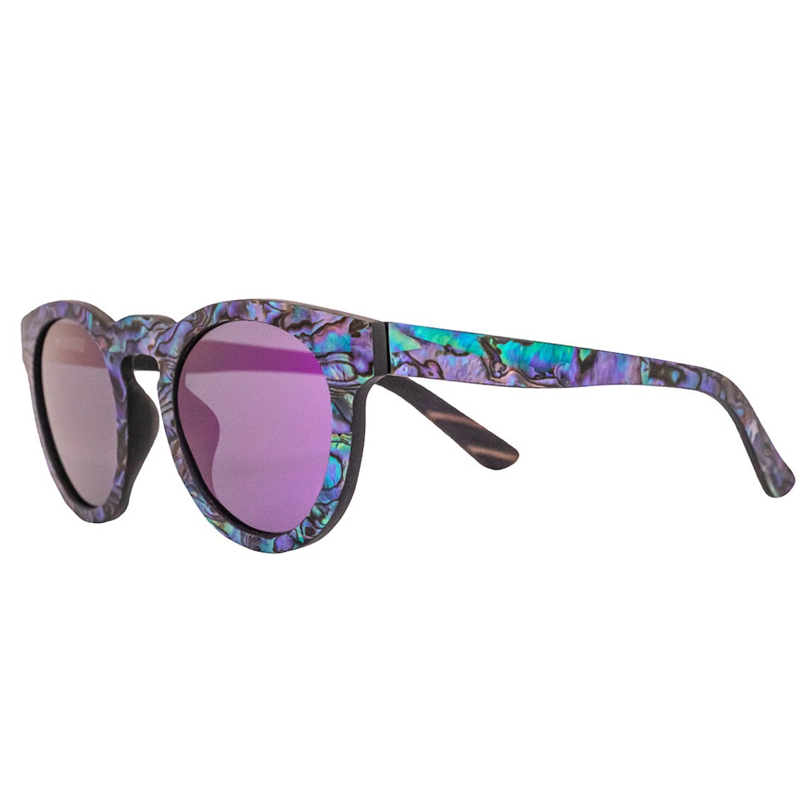 Abalone Seashell Sunglasses Ebony Wood Purple Polarized Etsy