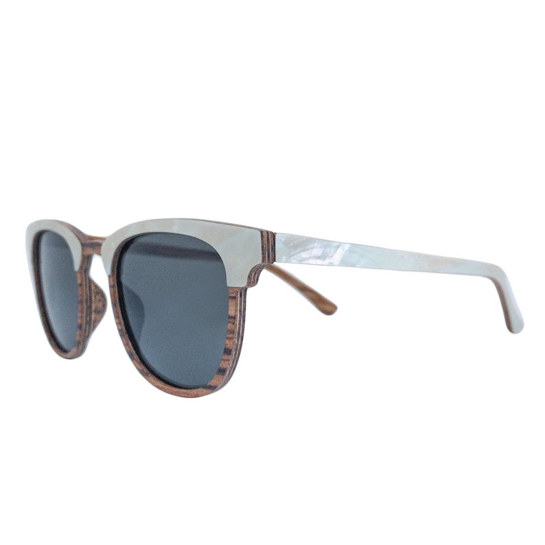 Mother of Pearl Sunglasses Zebra Wood Grey Polarized Lenses ...