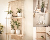 Macrame shell plant shelf, macrame wall hanging shelf, hanging shelf for plants, floating shelves flower, multi tier plant stand