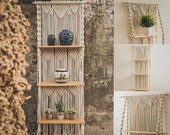 Macrame shell plant shelf, hanging shelf for plants, floating shelves flower, hanging plant shelves, multi tier plant stand,plant wall shelf