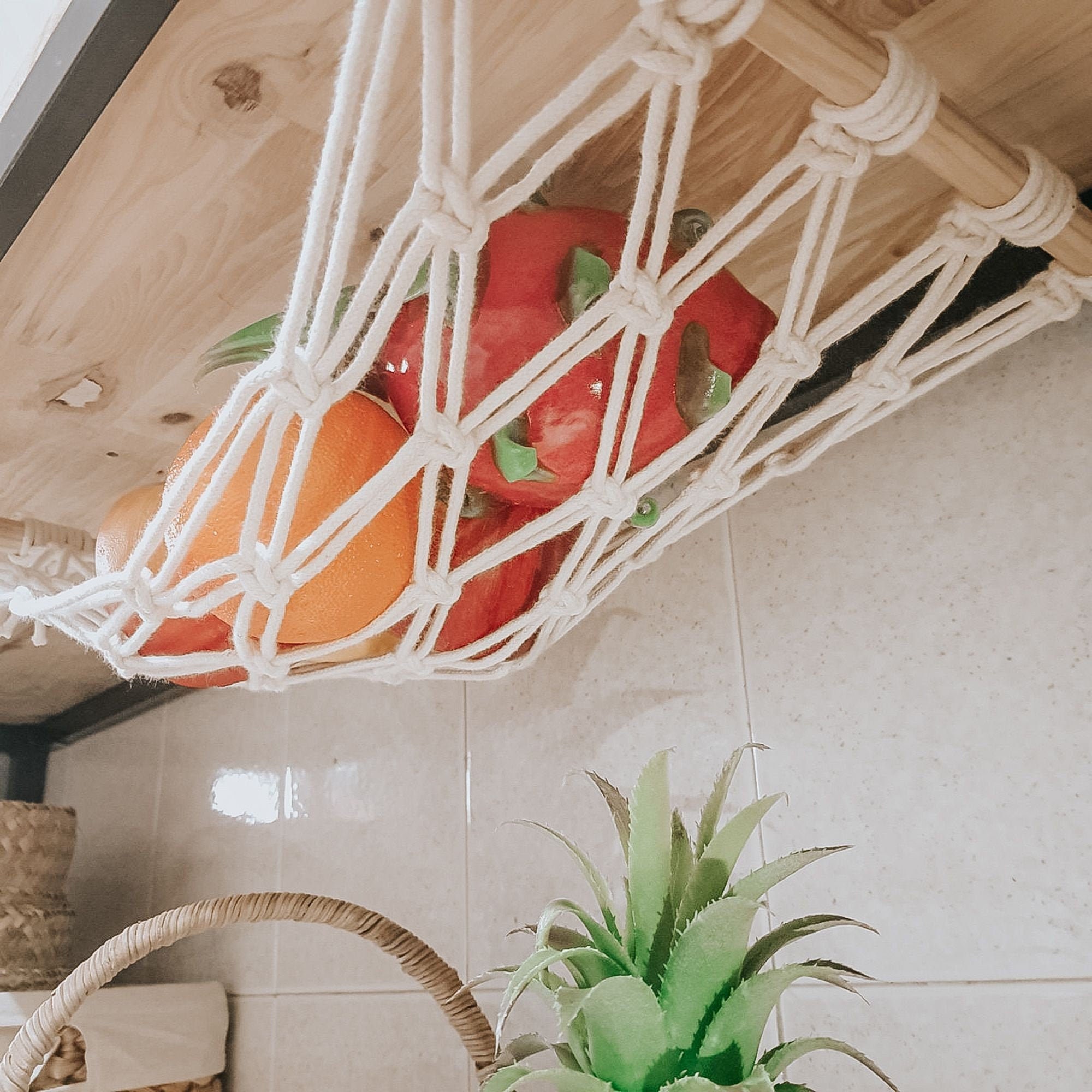 Makramee Obst Hängematte unter Schrank Makramee hängen | Etsy