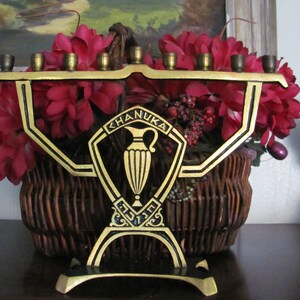 Large Menorah, Gifts, Candle Holder, Candles, Candlestick, Brass, Made In Israel, Menorah, Holiday, Hanukah, Judaism, Tall, Vintage, Brass