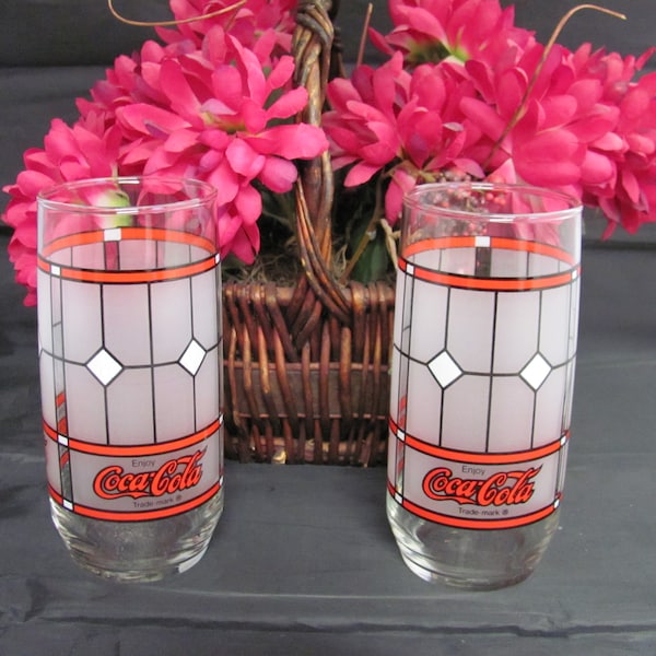 Stained Glass Coca Cola Glasses Etsy
