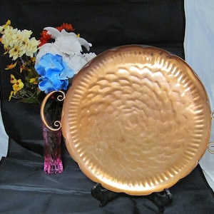 Copper Tray, Hammered Copper With Handles, 12.5&quot; Tray, Vintage Cocktail Tray, Copper Home Decor