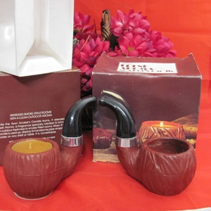 Avon, Fresh Aroma, Smoker&#39;s Candle, Wax Tobacco Pipe, 1978-1979, Vintage, Collectible, Decoration, Carved Wood Look