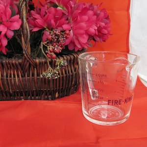Fire King 2 Cup Measuring Cup, Blue Lettering, 1940&#39;s, Block Fire King Lettering, Vintage Fire King, Kitchenware