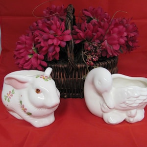 Avon, Bunny, Planter, Ceramic, Candleholder, 1979-1980, Avon Duck, Ducklings, Planter, 1984, Ceramic, Plant Holder, Collectible, Vintage