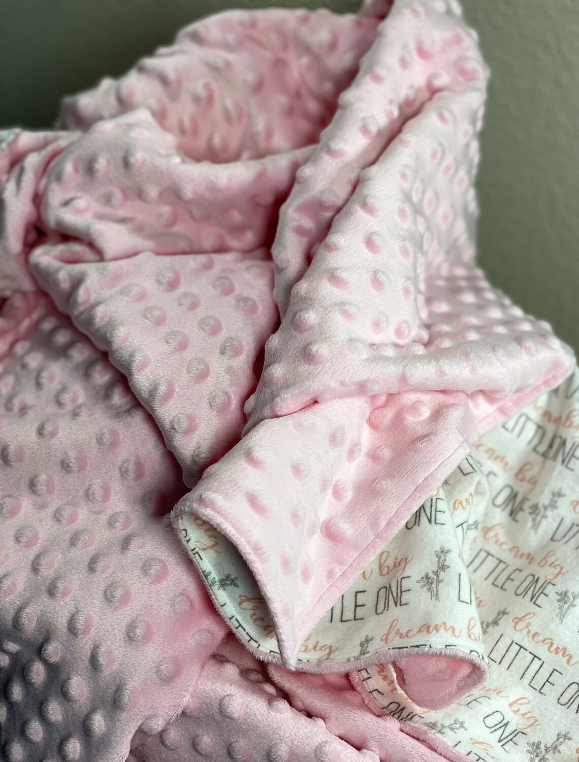 Large Dream Big Little One Baby Blanket Baby Girl Blanket Etsy