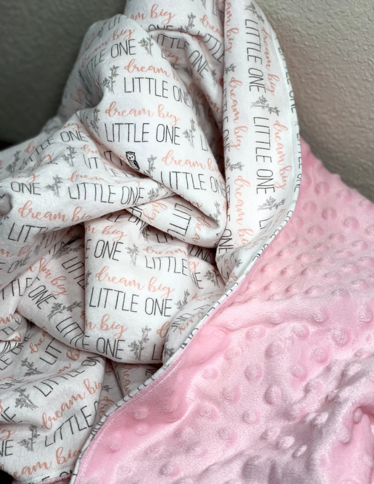 Large Dream Big Little One Baby Blanket Baby Girl Blanket Etsy