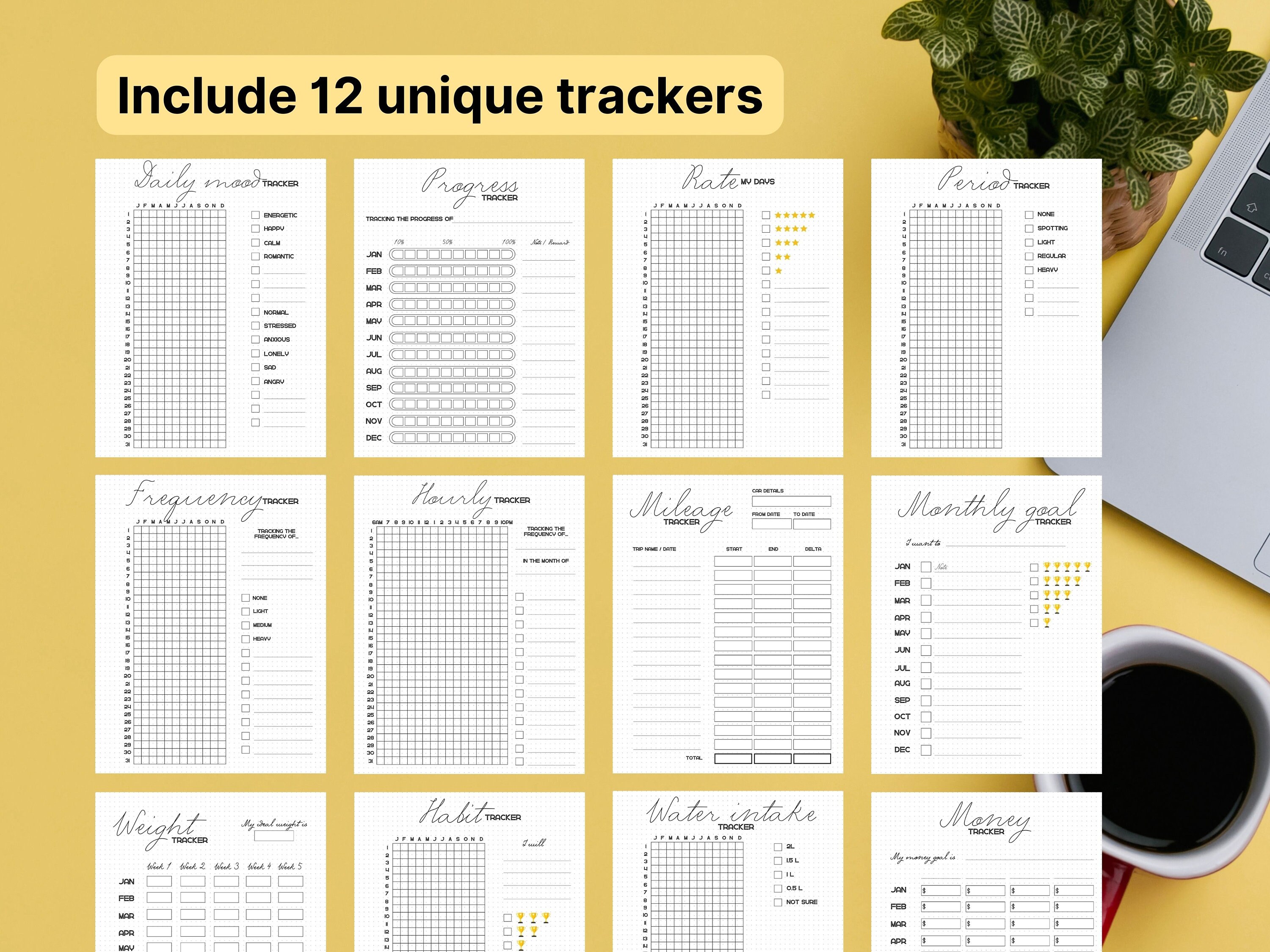 Yearly Trackers Bundle - Printable A5 Journal Pages - Value Pack - Etsy