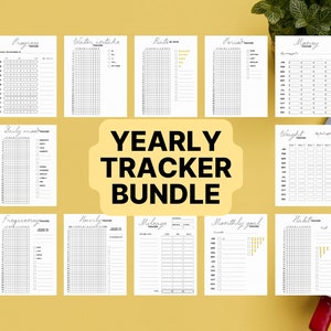 Jährliche Tracker Bündel - Druckbare A5 Journal Seiten - Vorteilspaket