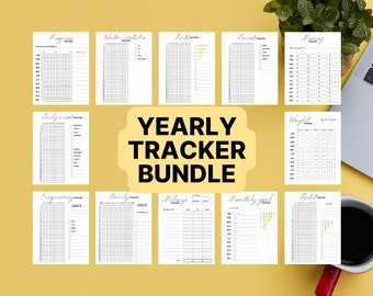 Yearly Trackers Bundle - Printable A5 Journal Pages - Value Pack