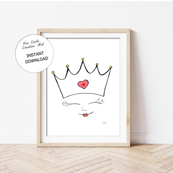 kids minimalist Princess print girls room crown wall art nursery decor
