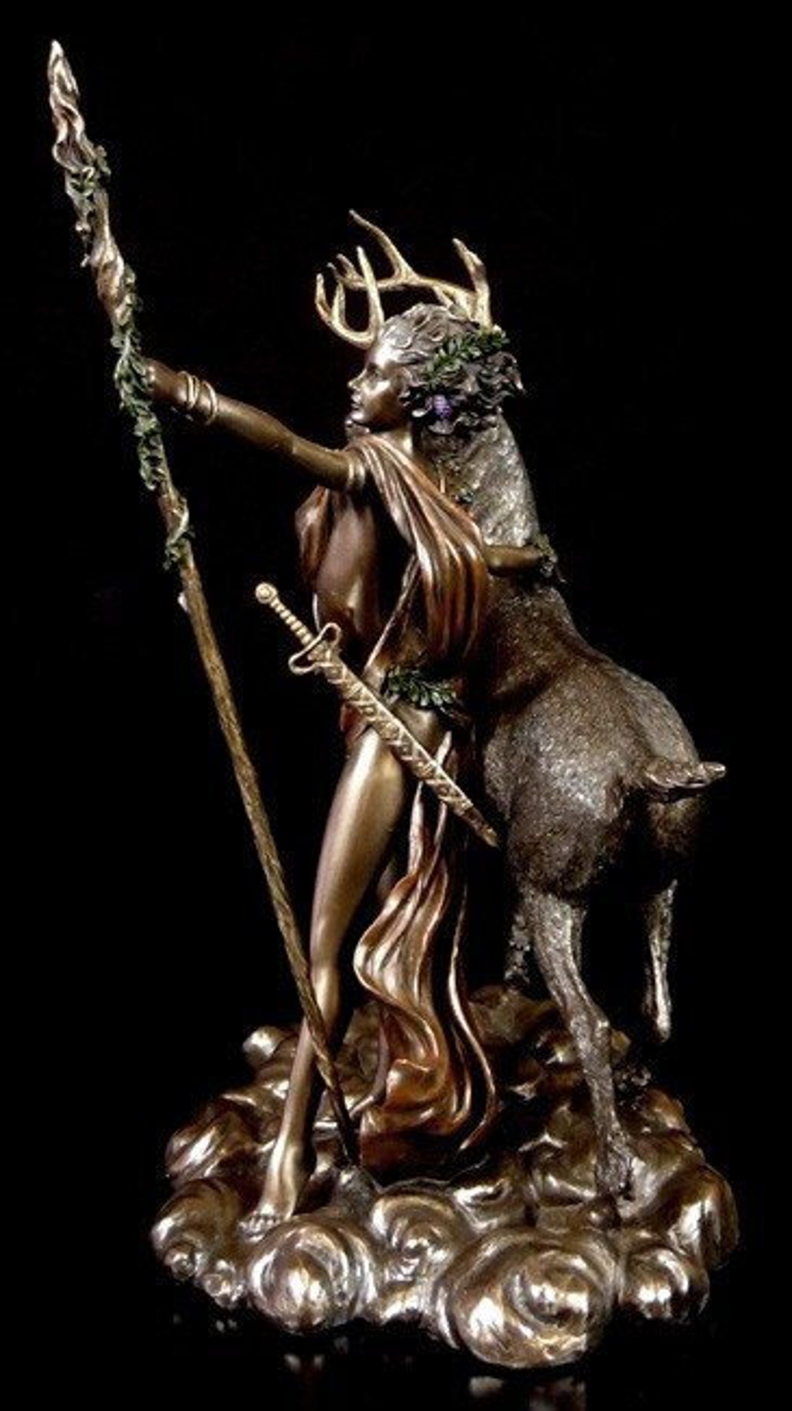 Diana Artemis with deer bronze statue greek goddess greek | Etsy