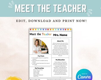 Editable Meet the Teacher Template Bright Classroom Decor Meet the ...