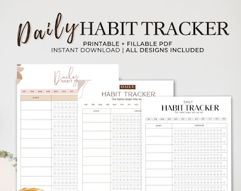 Daily Habit Tracker,Editable and Printable Habit Tracker, Routine Tracker, Habit Tracker Challenge PDF, Habit Tracker Template,Digital Copy