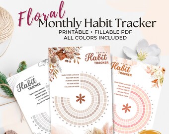 Habit Tracker Printable PDF, Monthly Habit Tracker, Routine Tracker, Habit Challenge, Monthly Goal Tracker,  Circle Habit Planner Bundle