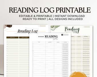 Reading Log Printable, Reading Tracker, Books to Read, Books I've Read, Book Log, Printable Reading Challenge