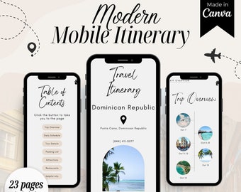 Modèle d'itinéraire de voyage | Itinéraire du voyage | Guide de voyage | Modèle d'itinéraire de voyage modifiable | Itinéraire mobile | Itinéraire du voyage Canva
