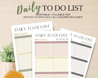 Daily To Do List Printable, To Do List, Daily Planner, Printable Daily To Do List Template, Daily Task List