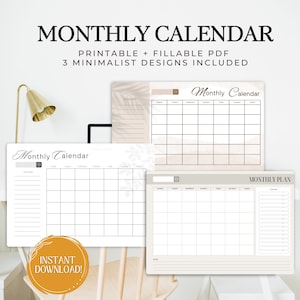 Monthly Printable Planner, Monthly Planner, Monthly Agenda, Monthly Organizer, Monthly Planner Printable