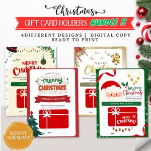 Porta tarjetas de regalo de Navidad imprimibles, Porta tarjetas de regalo para Navidad, Porta tarjetas de regalo para fiestas, Porta tarjetas de regalo de Navidad