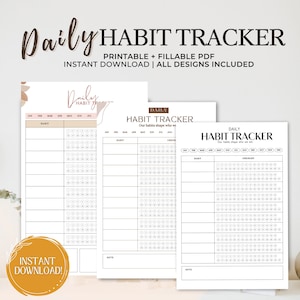 Daily Habit Tracker,Editable and Printable Habit Tracker, Routine Tracker, Habit Tracker Challenge PDF, Habit Tracker Template,Digital Copy