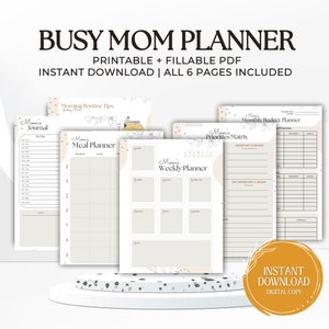 Busy Mom Planner, Working Mom Planner, Printable Planner, Best Planner for Mom, Ultimate Mom Planner, Home Organization Planner For Moms