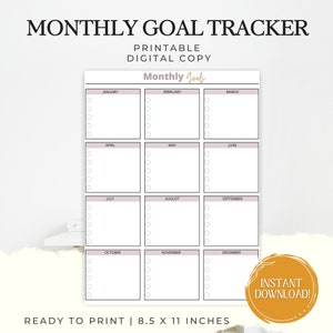 Monatlicher Zielplaner | Tor Printable | Zielplaner | Monatsplaner zum Ausdrucken