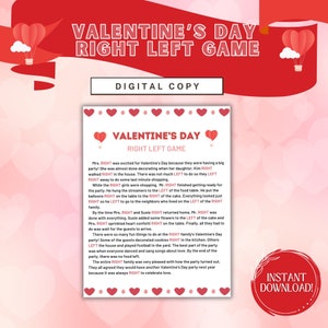 Valentijnsdag Rechts Links Spel, Valentijnsdagspel, Valentijnsdagfeest, Valentijnsdag Spelgroepen Volwassenen Kinderen, Afdrukbaar