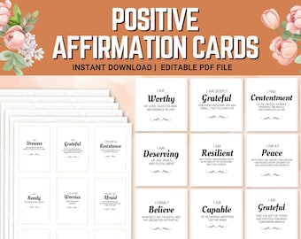 Printable Affirmation Cards, Motivational Cards, Daily Affirmation, Positive Cards, Affirmation Cards, Affirmation Cards Deck