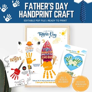 Handprint for Dads | Fathers Day Handprint Footprint Art Printable | Fathers Day Gift | Fathers Day Cards | Instant Download