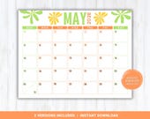 Editable May 2026 Calendar, Fillable Monthly Planner Printable, School, Work, Office, Home or Kids School Organizer, Spring Calendar