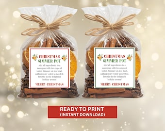 Christmas Potpourri Gift Tag, Printable Simmering Potpourri Tag, Holiday Stovetop Potpourri Gift Tag, Homemade Christmas Potpourri Gift Tag,
