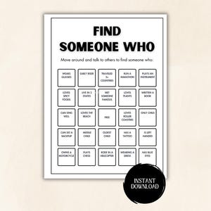 Find Someone Who Printable, Get to Know Bingo, IceBreaker Game, Find the Guest, Find The Coworker Activity, Employee Bingo