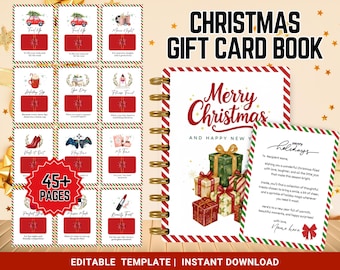 Editable Christmas Gift Card Book, Holiday Gift Card Holder, Editable Christmas Gift, Christmas Gift for Kids, Teacher Gifts