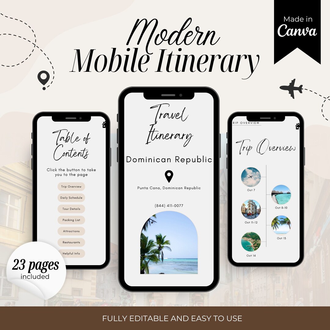Travel Itinerary Template | Trip Itinerary | Traveling Guide | Editable ...