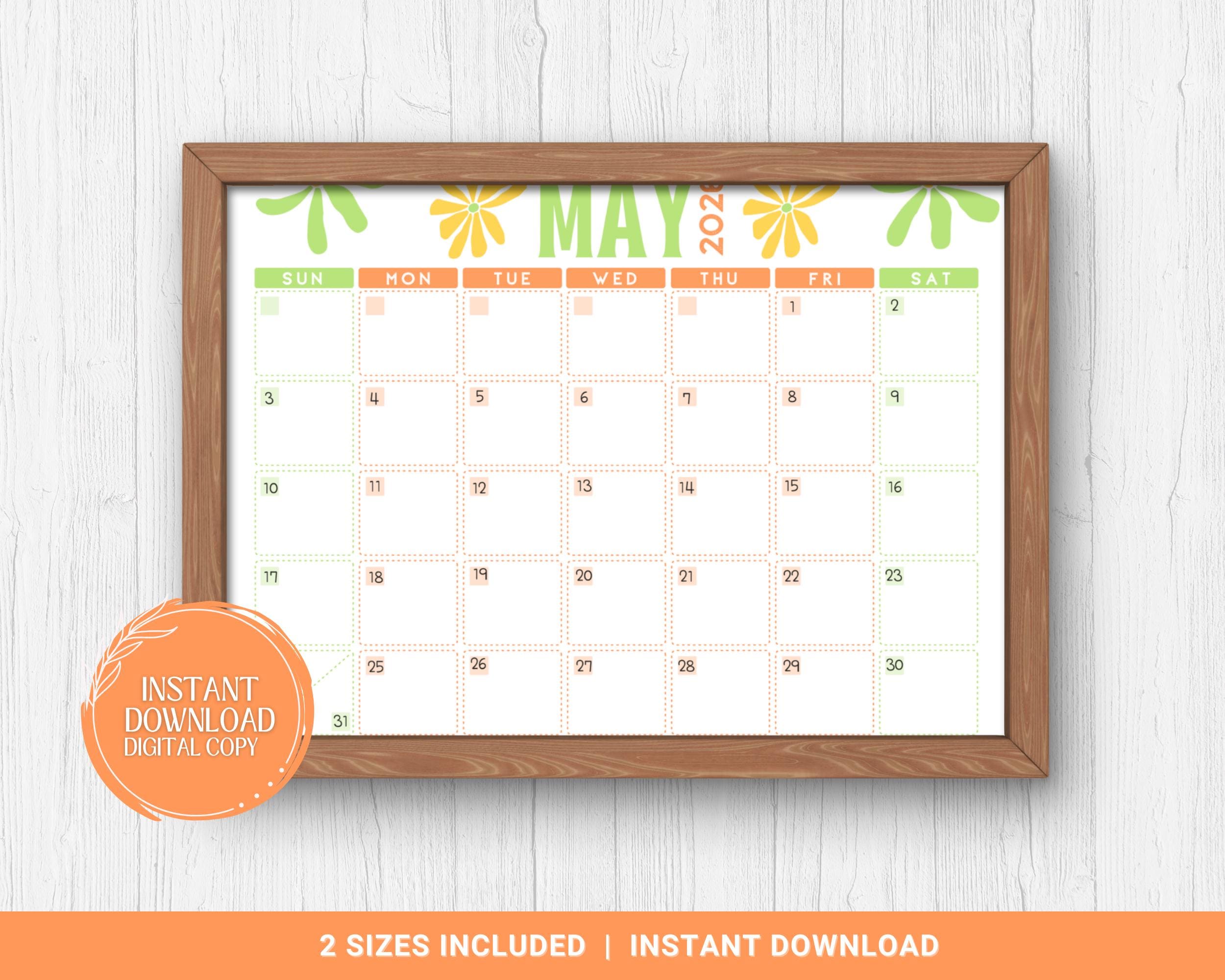 Calendario editable de mayo de 2026, planificador mensual imprimible y ...