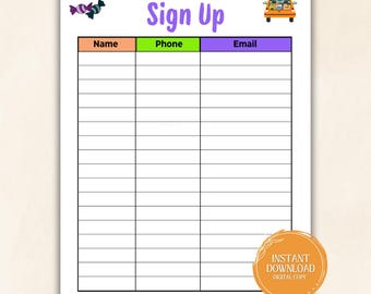 Trunk or Treat Sign-Up Sheet, Church Sign-up Sheet, Halloween Sign Up, Fall Activities, Trunk or Treat, Trunk or Treat Volunteer Sign Up